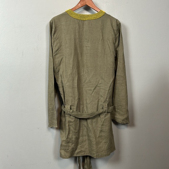 Herry Green Linen Long Belted Beaded Chest Tunic size EUR 42 US 6 - Picture 8 of 11